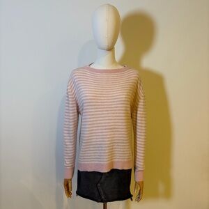 🛍️ Cozy Cashmere Blend Pink & White Striped Sweater M NWOT